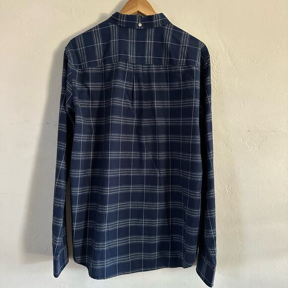 Outerknown Check Print Button Front Long Sleeve Shirt Blue‎ Men's Size Large - Picture 4 of 6